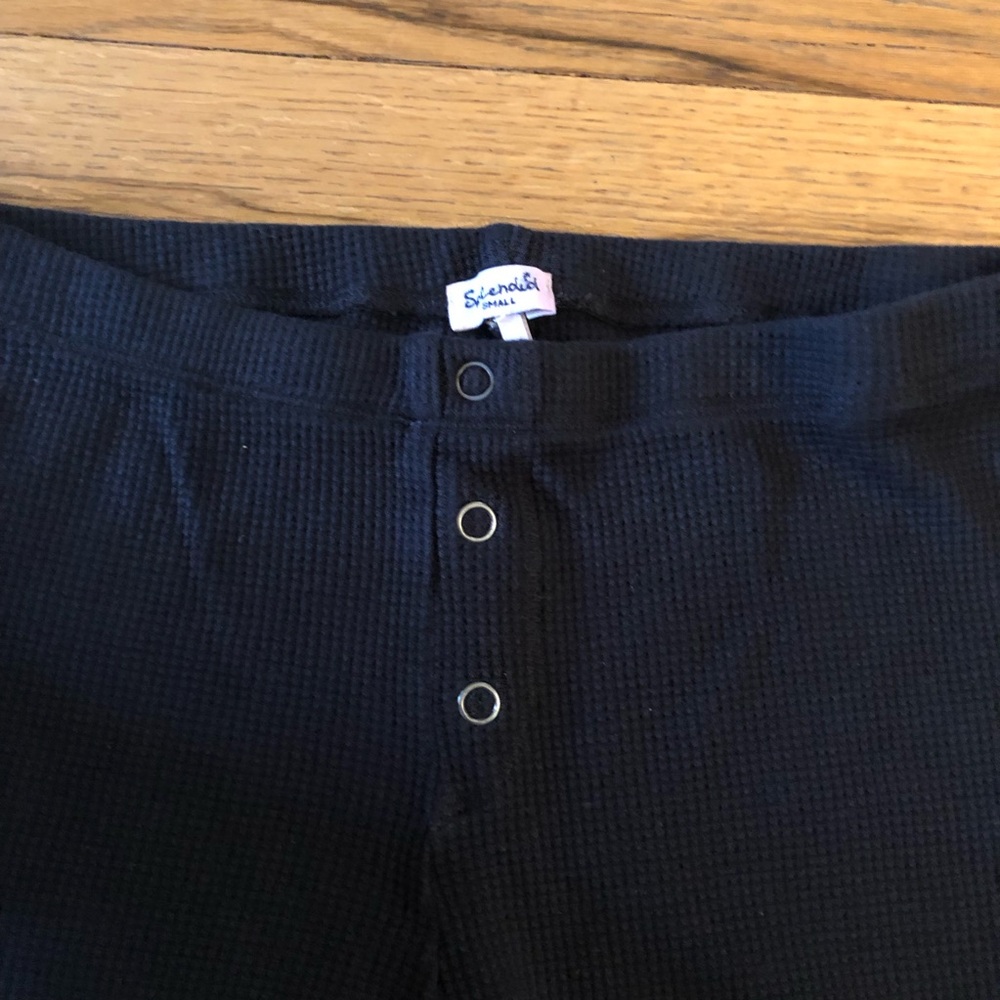 Splendid black leggings thermal long johns cropped ankle low rise small - Picture 6 of 9